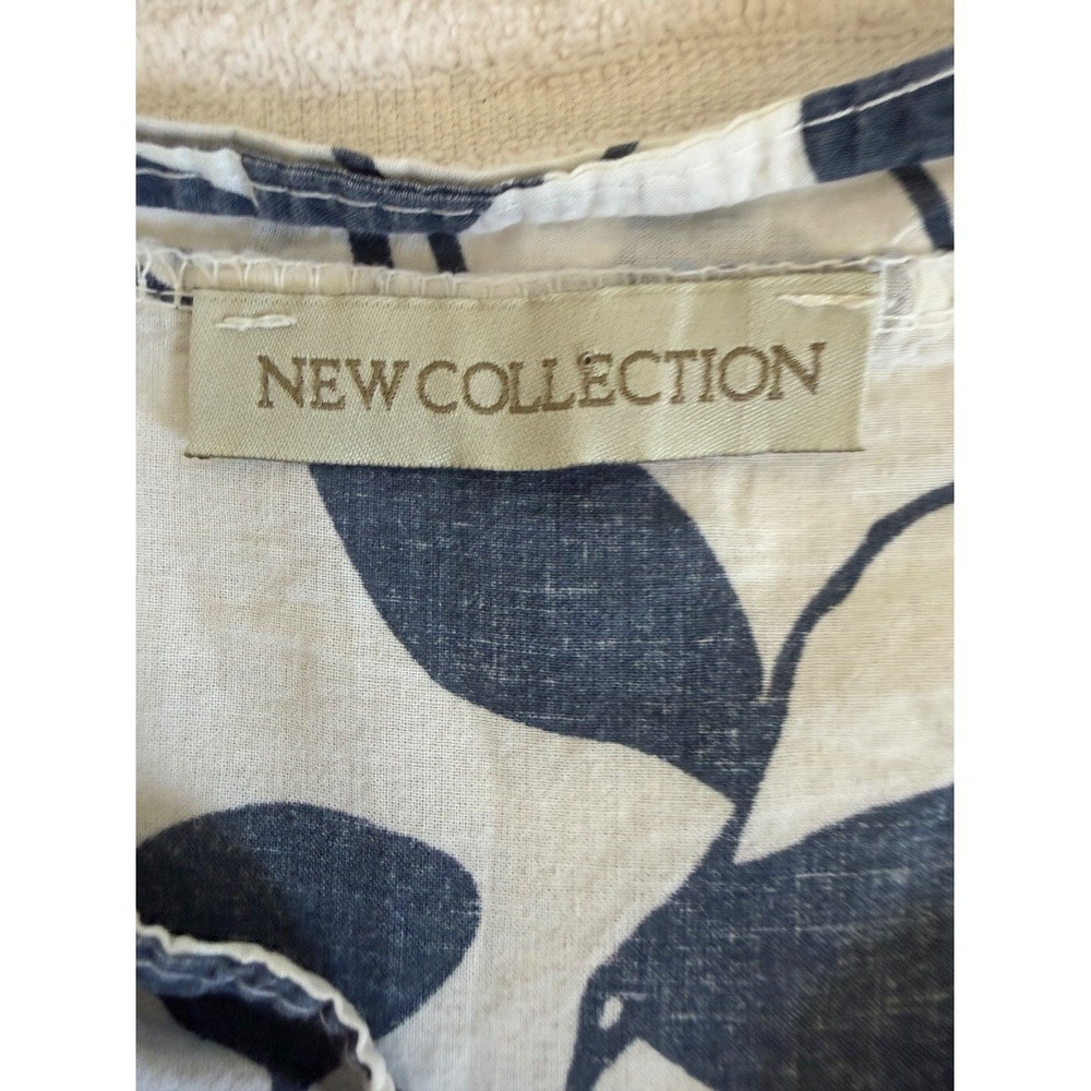 New Collection Womens Blue White Leaf Print Cotton Shirt Dress Tunic Italy 1X - Picture 4 of 16